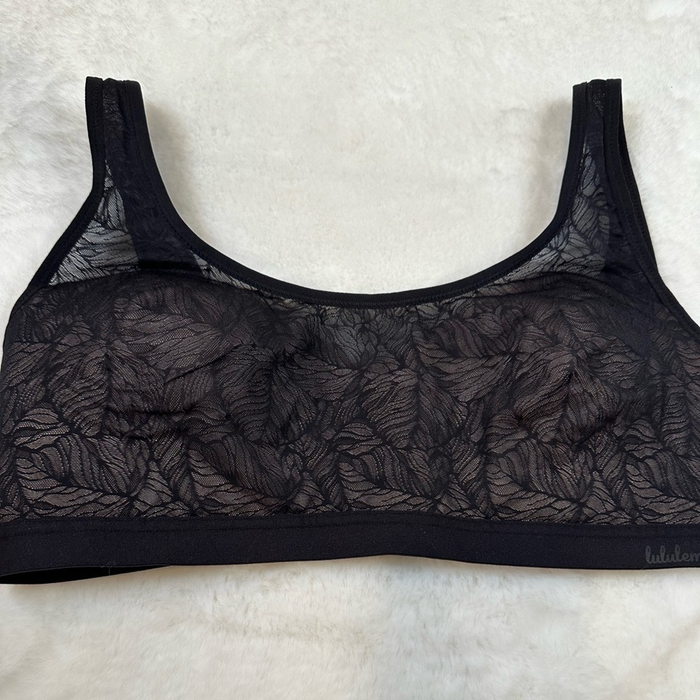 lululemon athletica Sheer Black Leaf Pattern Bralette-no tag but never been used